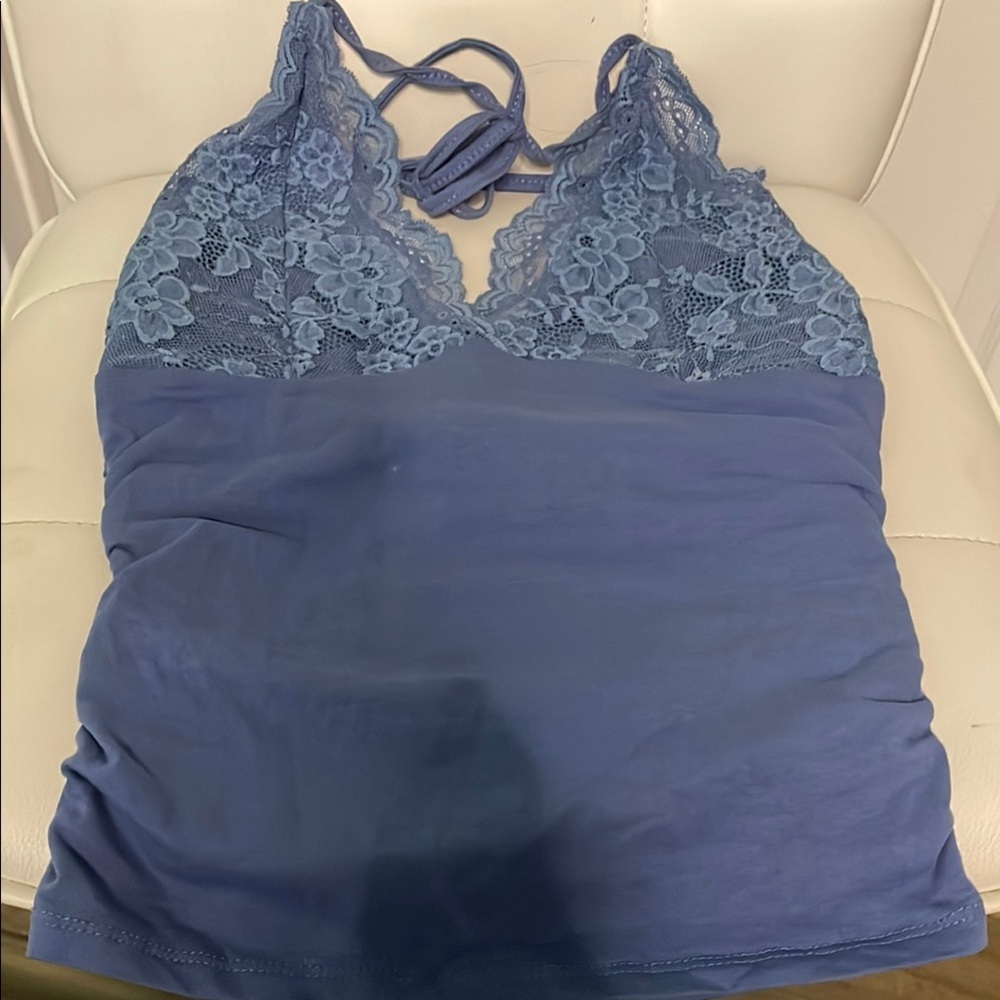 Lace Trim Blue Camisole